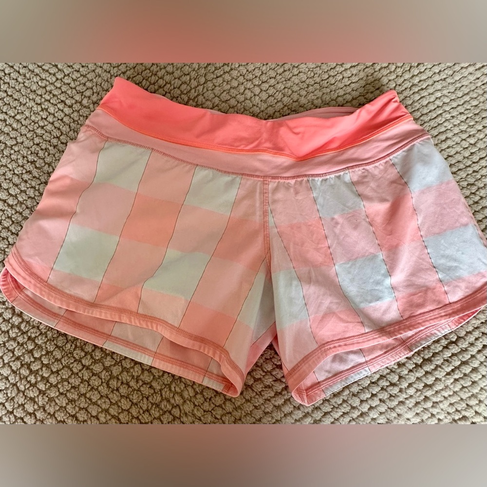 Lululemon Pink and White Athletic Shorts